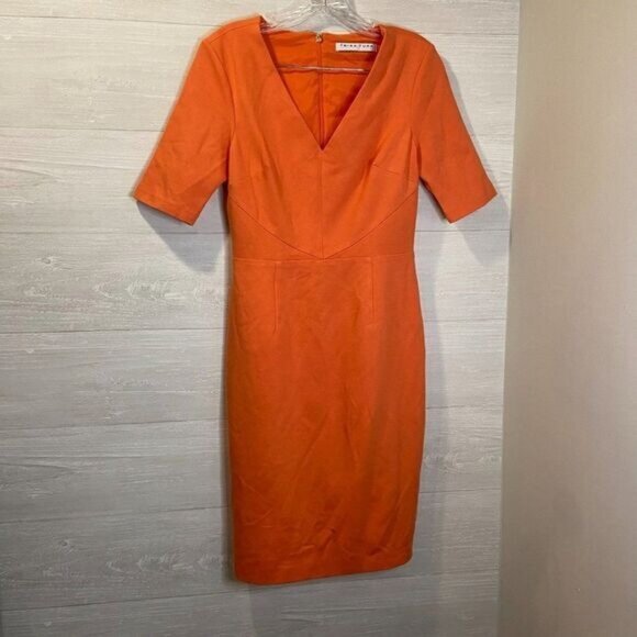 Trina Turk Women's Locale Elbow‎ Sleeve V Neck Midi Dress - Picture 5 of 7